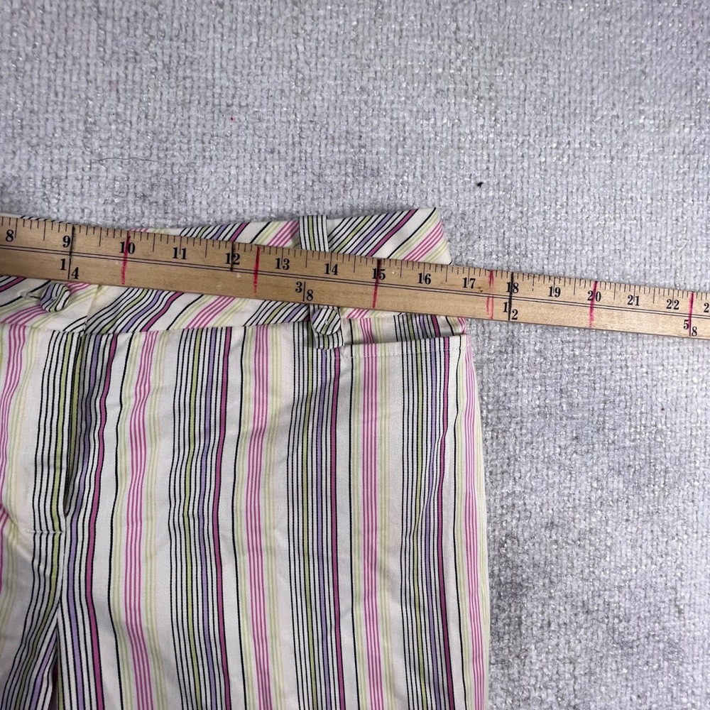 LOFT Womens Pink Grey Striped Wide Leg Trousers Mid Rise Career Crop Pants - Picture 4 of 10